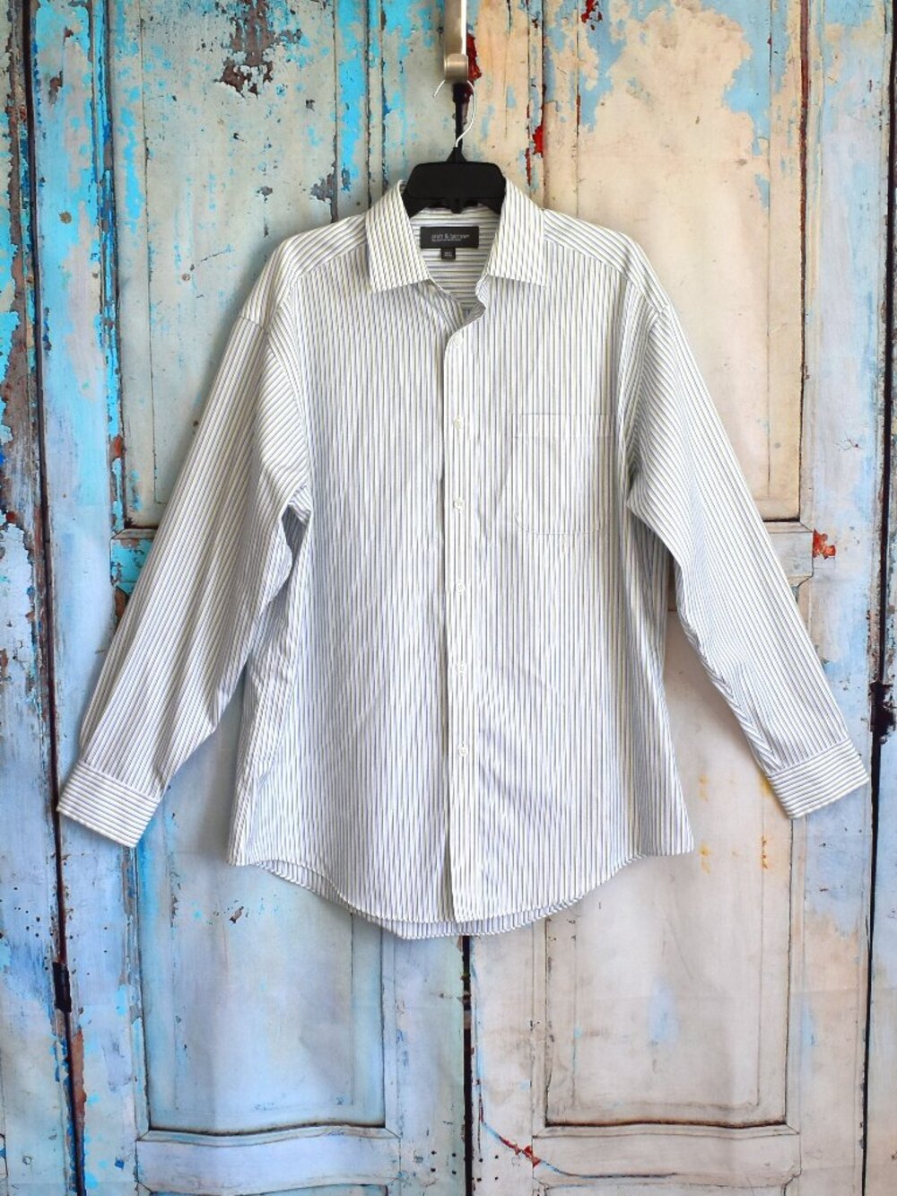 Men's Croft & Barrow Striped No Iron Button Down Shirt SIZE 16 1/2 Multicolor